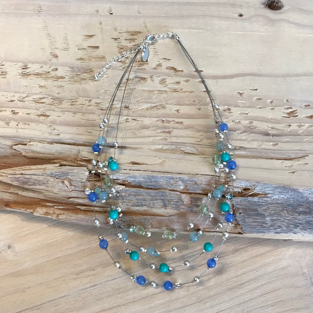 NEW Avon PC Multi Strand Beaded & Crystal Necklace